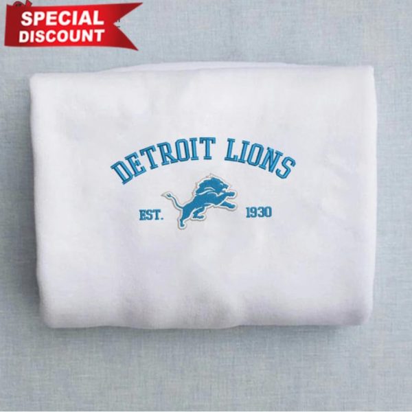 NFL Detroit Lions 1930 Football Logo Embroidered Sweatshirts, T-Shirts, Hoodies