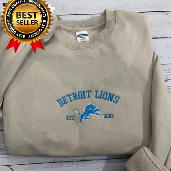 NFL Detroit Lions 1930 Football Logo Embroidered Sweatshirts, T-Shirts, Hoodies