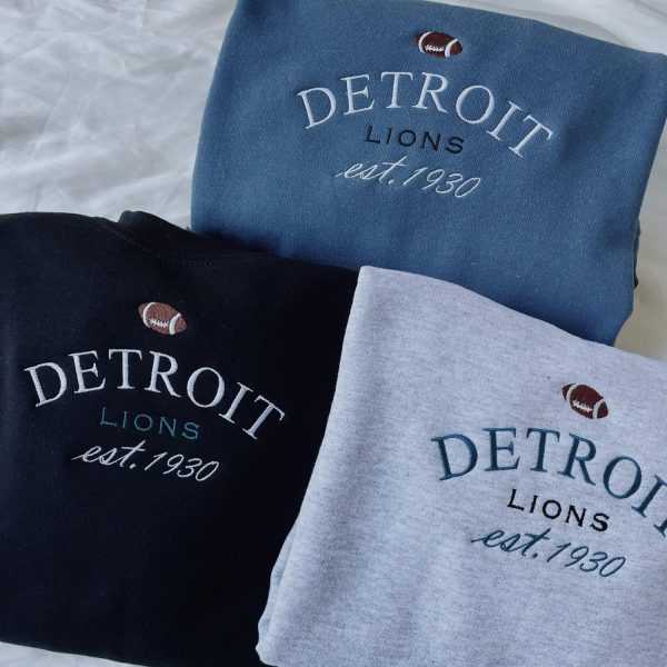 Detroit Football Embroidered Sweatshirt, Detroit Football Game Day, Football Shirt Gift