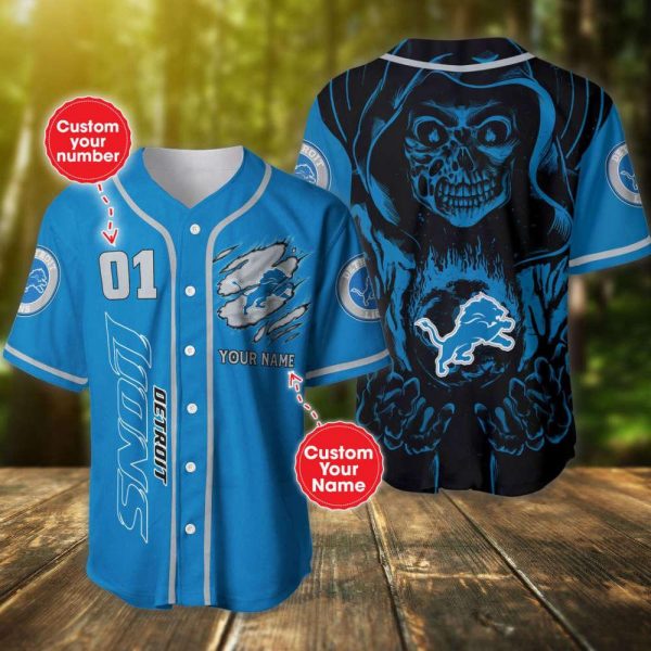 Personalized NFL Detroit Lions Custom Name and Number Baseball Jersey Shirts