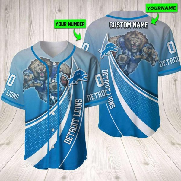 Personalized NFL Detroit Lions Custom Name and Number Baseball Jersey Shirts