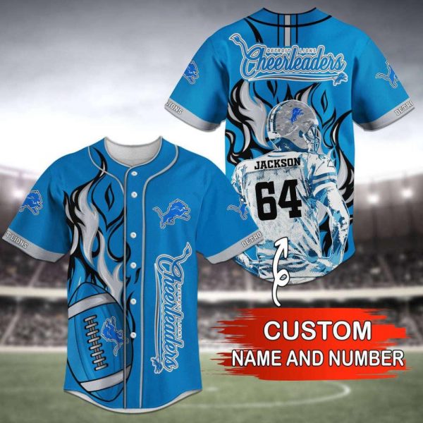 Personalized NFL Detroit Lions Custom Name and Number Baseball Jersey Shirts