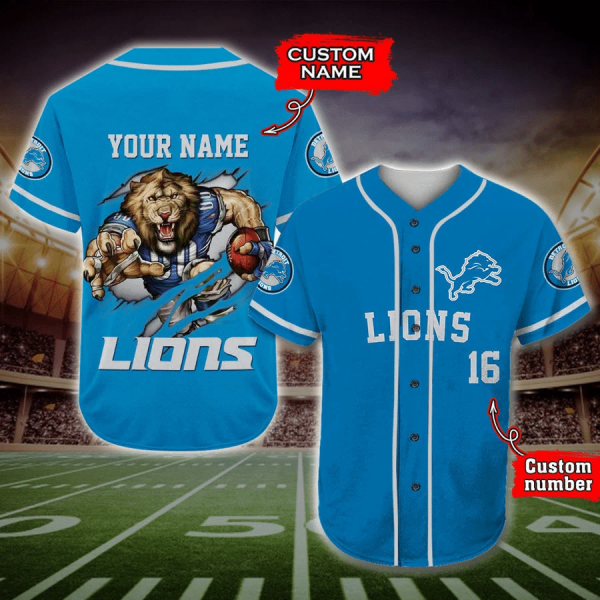 Personalized NFL Detroit Lions Custom Name and Number Baseball Jersey Shirts