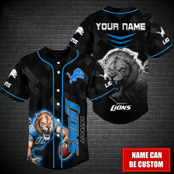 Personalized NFL Detroit Lions Custom Name Baseball Jersey Shirts