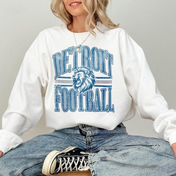 Detroit Football Fan Game Day Sweatshirt, Vintage Lions Crewneck For Football Fan