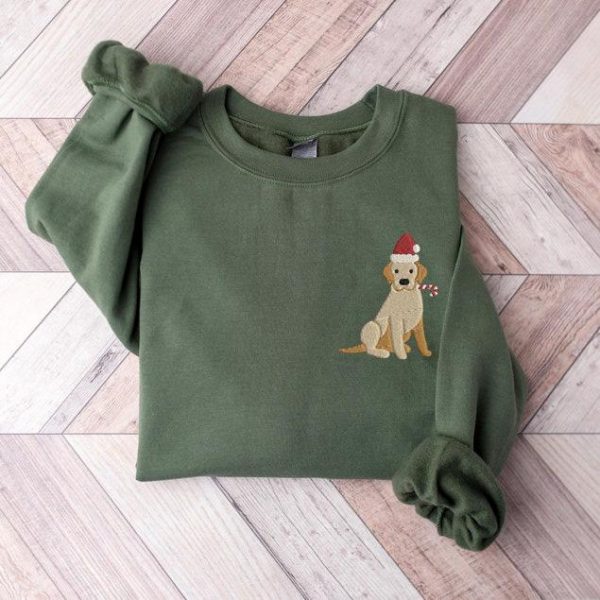 Christmas Dog Embroidered Sweatshirt, Dog Lover Embroidered Shirt, Cute Dog Embroidery Sweatshirt, Dog Owner Hoodie