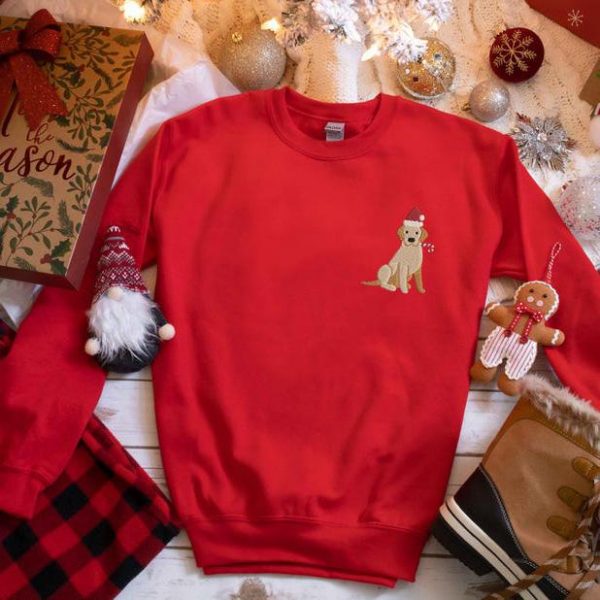 Christmas Dog Embroidered Sweatshirt, Dog Lover Embroidered Shirt, Cute Dog Embroidery Sweatshirt, Dog Owner Hoodie