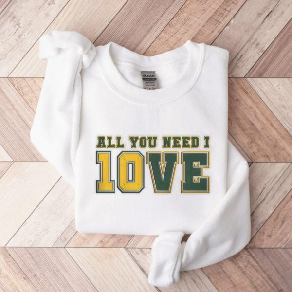 Green Bay Football All You Need is Love Packers, All You Need Is Jordan Love Football Embroidered Shirt