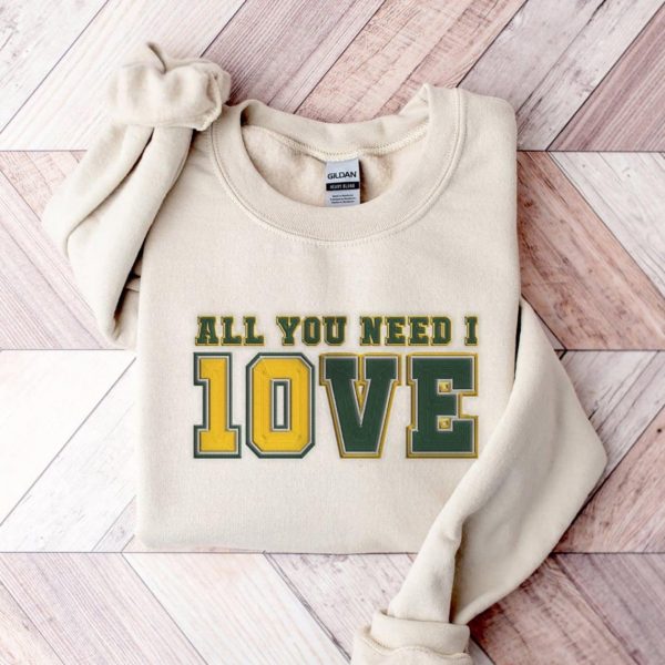 Green Bay Football All You Need is Love Packers, All You Need Is Jordan Love Football Embroidered Shirt