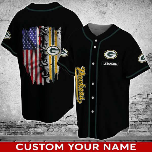 Personalized NFL Green Bay Packers Custom Name Baseball Jersey Shirts