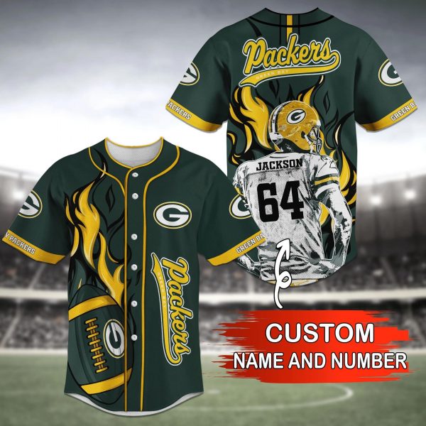 Personalized NFL Green Bay Packers Custom Name and Number Baseball Jersey Shirts