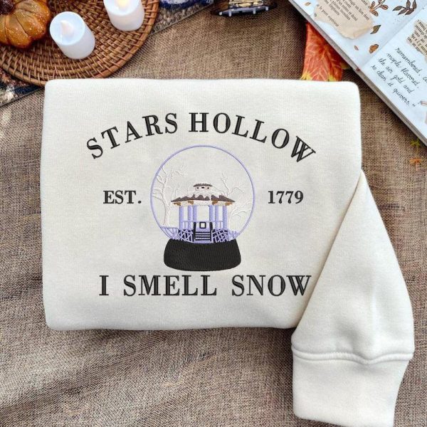 Embroidered Star Hollow I Smell Snow Sweatshirt, Star Hollow Embroidered Hoodie, Christmas Embroidery