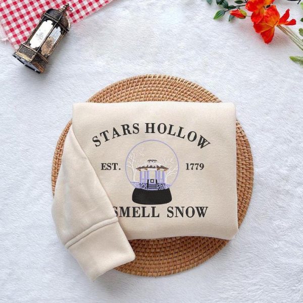 Embroidered Star Hollow I Smell Snow Sweatshirt, Star Hollow Embroidered Hoodie, Christmas Embroidery