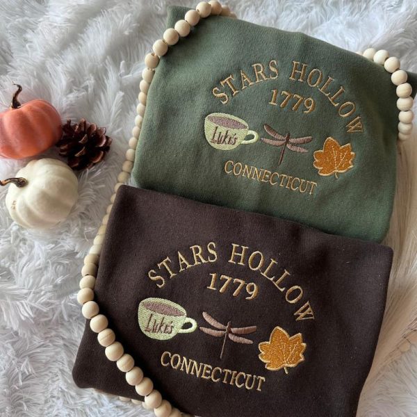 Embroidered Stars Hollow Sweatshirt, Fall Sweatshirt Stars Hollow Crewneck, Gifts for her