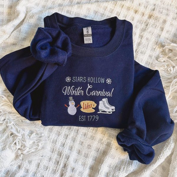 Stars Hollow Connecticut Embroidered Sweatshirt, Christmas Stars Hollow Book Embroidered Sweatshirt