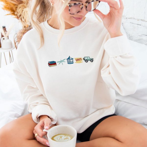 Stars Hollow Connecticut Embroidered Sweatshirt, Icons Stars Hollow Book Embroidered Sweatshirt