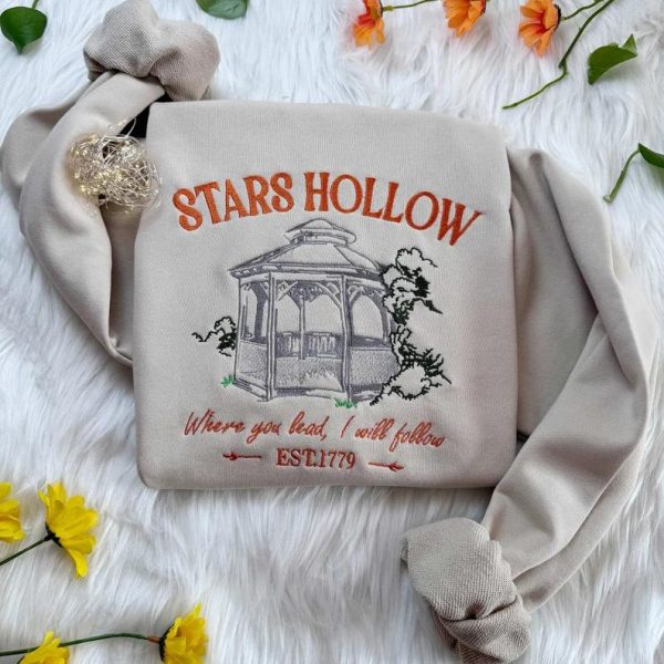 Embroidered Stars Hollow Sweatshirt, Stars Hollow Connecticut Embroidered Hoodie