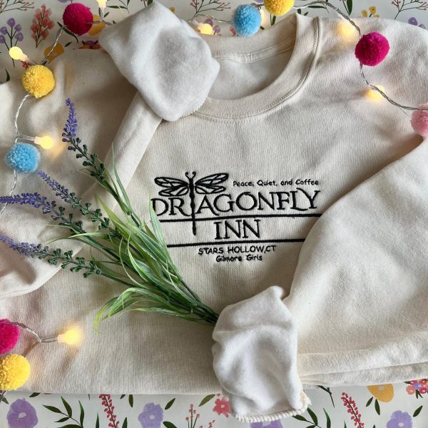 Dragonfly Inn Embroidered Sweater, Cozy Dragonfly Inn Stars Hollow Sweatshirt