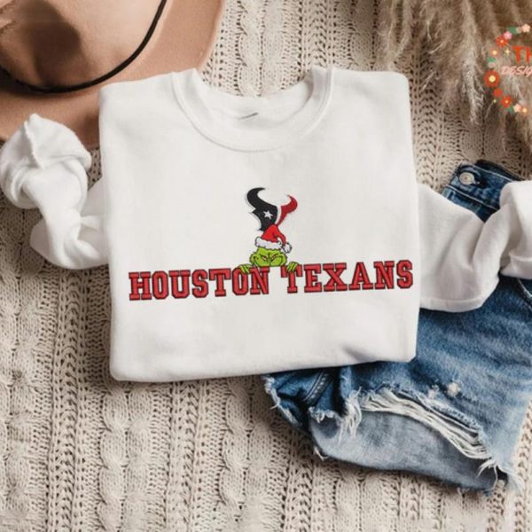 Grinch Christmas NFL Houston Texans Football Embroidered Sweatshirts, T-Shirts, Hoodies