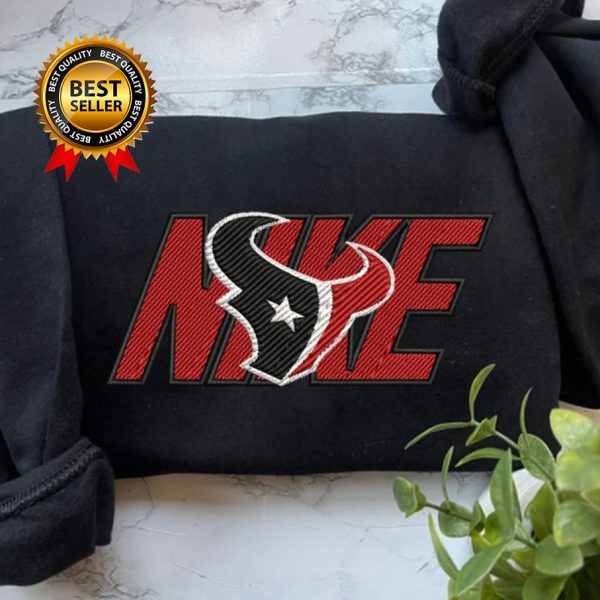 NIKE NFL Houston Texans Logo Football Embroidered Sweatshirts, T-Shirts, Hoodies