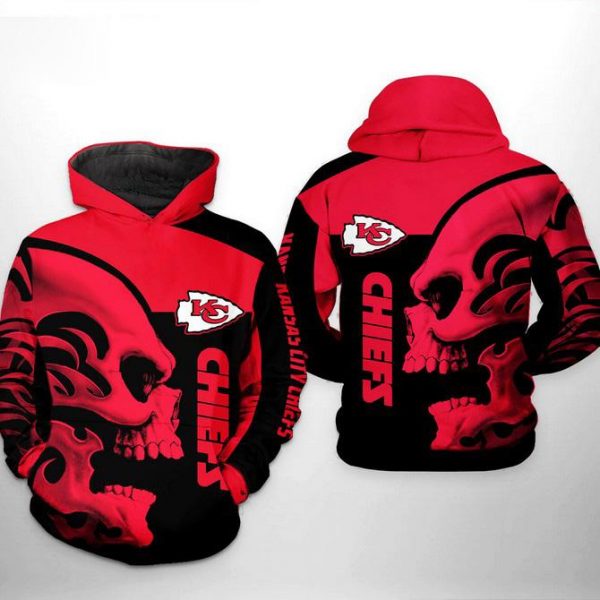 Kansas City Skull 3D Hoodie, Chiefs Football Fan 3D Gift