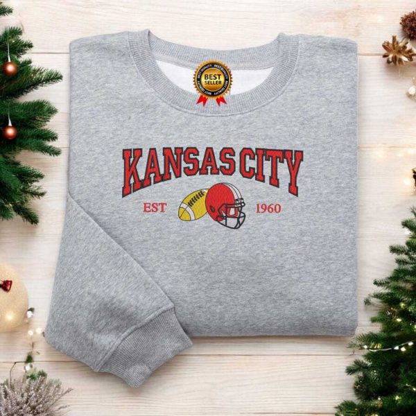 Vintage Kansas City Football Embroidered Sweatshirt, Kansas City Fan Sweatshirt Football Crewneck, Kansas City Sweatshirt Game Day