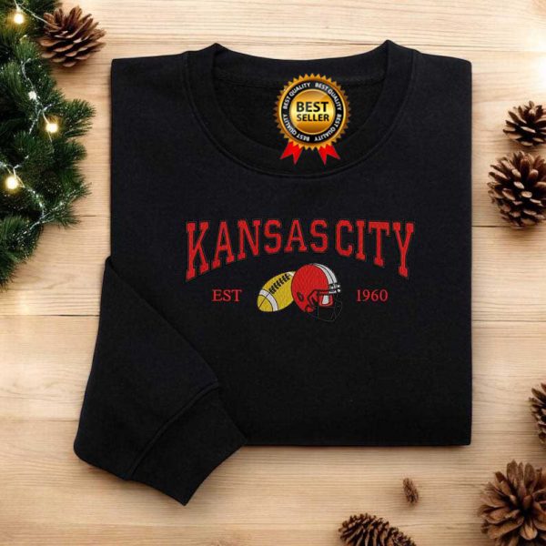 Vintage Kansas City Football Embroidered Sweatshirt, Kansas City Fan Sweatshirt Football Crewneck, Kansas City Sweatshirt Game Day