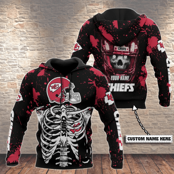 Personalized Kansas City Skull Armor Fan 3D Hoodie, Chiefs Football Fan 3D Gift