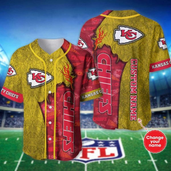 Personalized NFL Kansas City Chiefs Custom Name Baseball Jersey Shirts