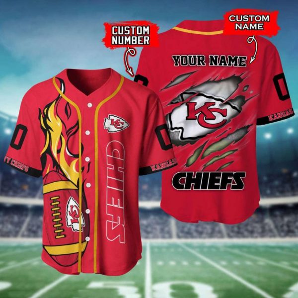 Personalized NFL Kansas City Chiefs Custom Name And Number Baseball Jersey Shirts