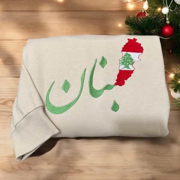 Beirut Lebanon Map In Flag Embroidered Sweatshirts, T-Shirts, Hoodies