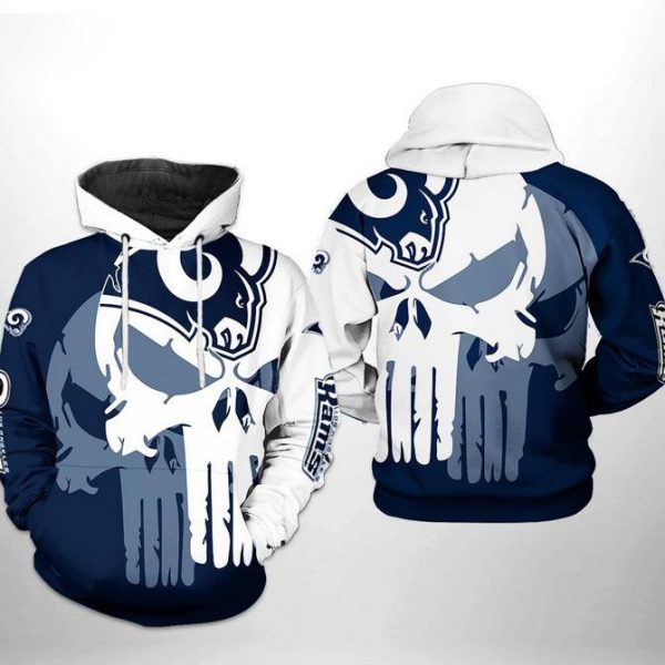 Los Angeles Rams NFL Team Skull 3D Hoodie, Los Angeles Football Fan 3D Gift