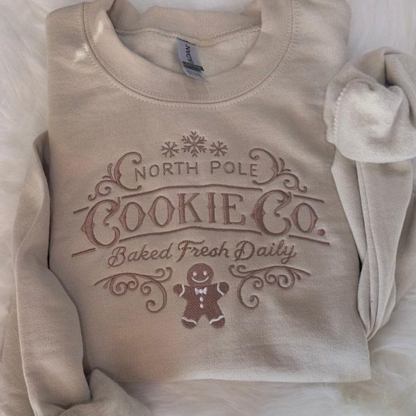 North Pole Cookie Gingerbread Bakery Embroidered Sweatshirt, Baking Lover Hoodie