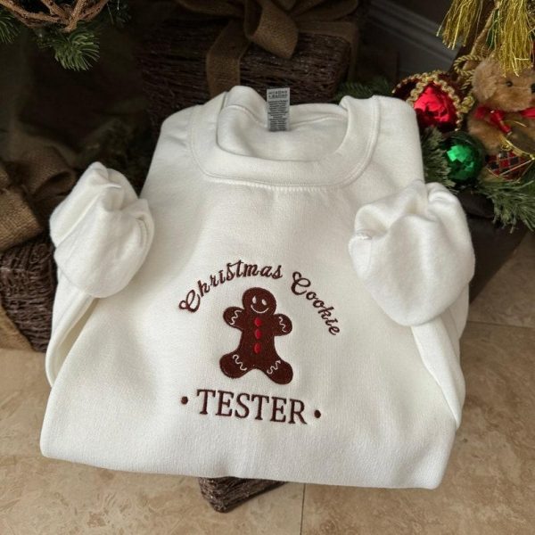 Christmas Couples Embroidered Sweatshirt, Christmas Cookie Tester Embroidered Sweater, Christmas Cookie Baker Embroidered Sweater