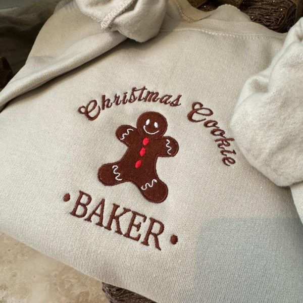 Christmas Couples Embroidered Sweatshirt, Christmas Cookie Tester Embroidered Sweater, Christmas Cookie Baker Embroidered Sweater