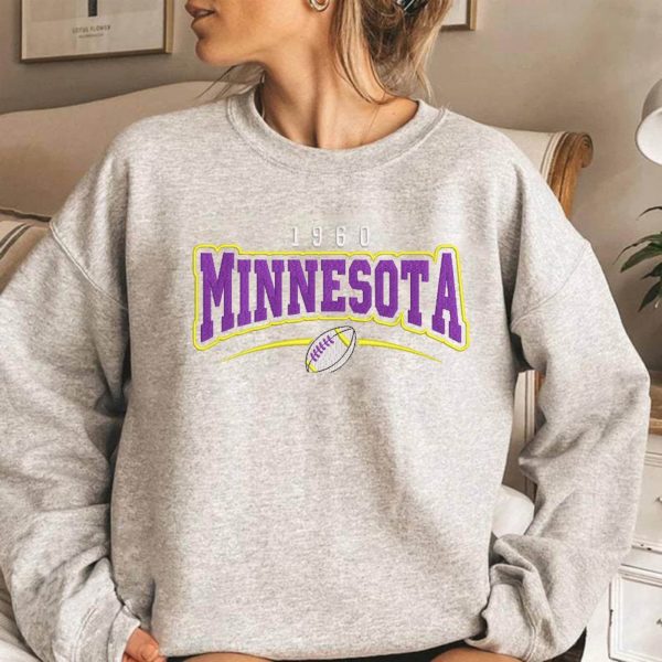 NFL Minnesota Vikings Logo Football Embroidered Sweatshirts, T-Shirts, Hoodies