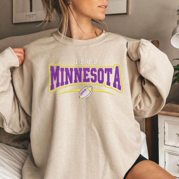 NFL Minnesota Vikings Logo Football Embroidered Sweatshirts, T-Shirts, Hoodies