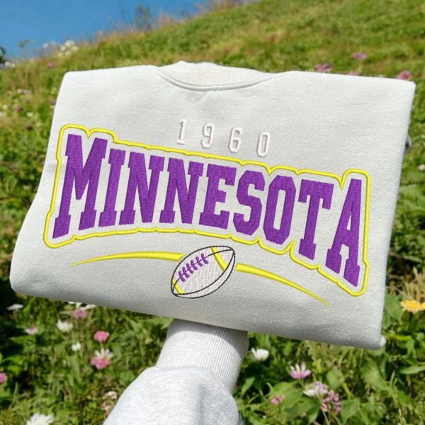 NFL Minnesota Vikings Logo Football Embroidered Sweatshirts, T-Shirts, Hoodies