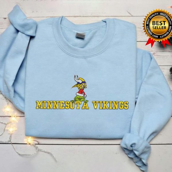 Grinch NFL Minnesota Vikings Football Embroidered Sweatshirts, T-Shirts, Hoodies