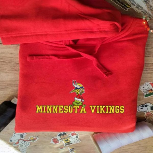 Grinch NFL Minnesota Vikings Football Embroidered Sweatshirts, T-Shirts, Hoodies