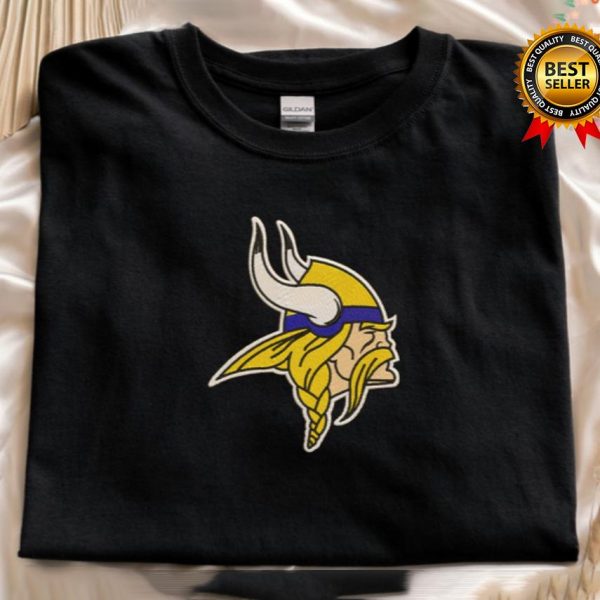 NFL Minnesota Vikings Logo Football Embroidered Sweatshirts, T-Shirts, Hoodies