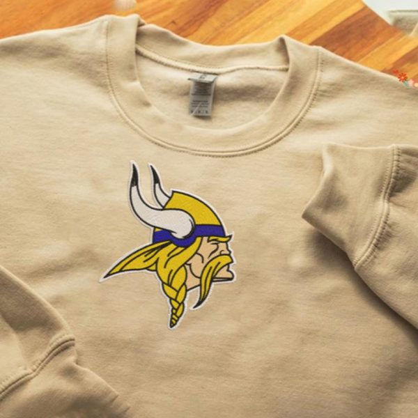 NFL Minnesota Vikings Logo Football Embroidered Sweatshirts, T-Shirts, Hoodies