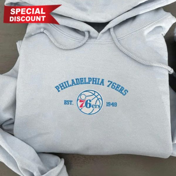 NBA Vintage Philadelphia 76ers 1949 Basketball Embroidered Sweatshirts, T-Shirts, Hoodies