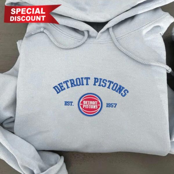 NBA Vintage Detroit Pistons 1957 Basketball Embroidered Sweatshirts, T-Shirts, Hoodies