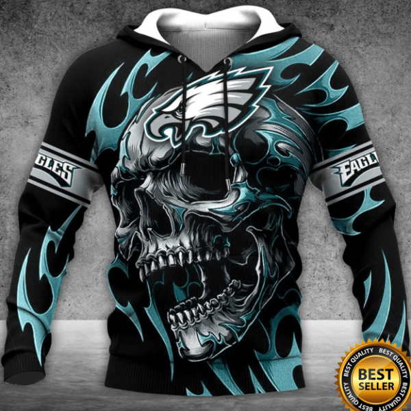 NFL Philadelphia Eagles Vintage Punisher Skull 3D Hoodie, Football Fan Apparel for Men and Women