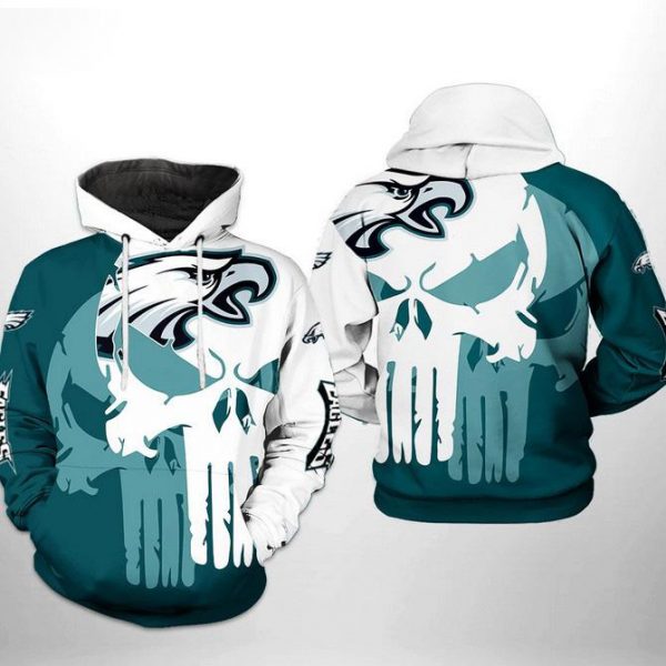 Philadelphia Eagles NFL Team Skull 3D Hoodie, Football Fan For Men Women 3D Hoodie