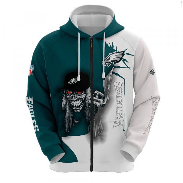 Philadelphia Eagles Logo 3d Hoodie, NFL Football 3d Sweatshirt Ultra Death