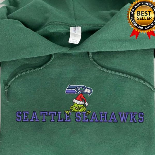 Grinch Christmas NFL Seattle Seahawks Football Embroidered Sweatshirts, T-Shirts, Hoodies