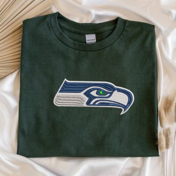 NFL Seattle Seahawks Logo Football Embroidered Sweatshirts, T-Shirts, Hoodies