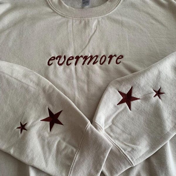 Evermore Embroidered Crewneck Sweatshirt, Gifts for Swifties Fan Eras Tour Hoodie